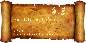 Henrich Emilián névjegykártya